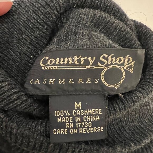 Country Shop Charcoal Gray Quiet Luxury Cashmere Turtleneck Sweater Size M - Picture 9 of 9